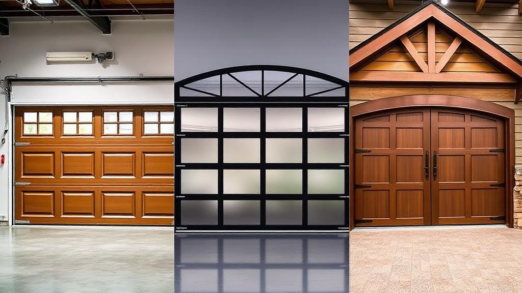 Three different garage door styles side by side comparison