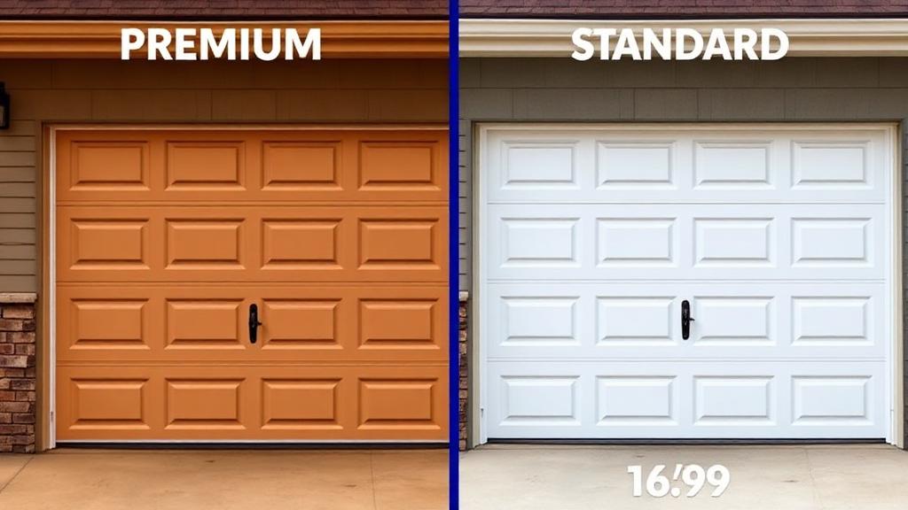 Premium vs standard garage door comparison showing quality differences